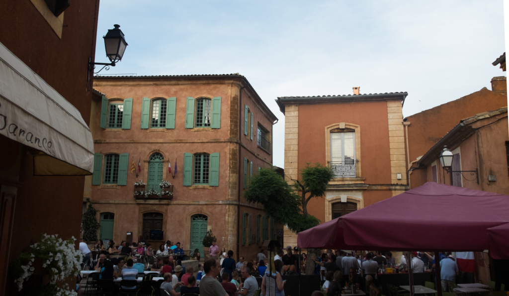 The town of Roussillon in the late afternoon sunlight