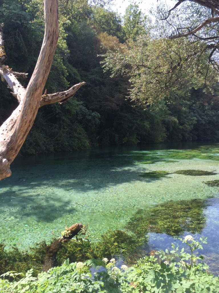 The water along the walkway to the Blue Eye is so gorgeous! AKA Syri I Kalter, Albania