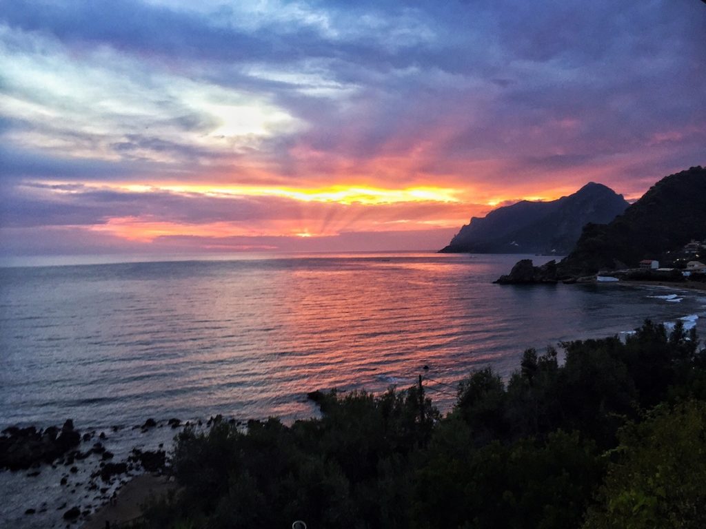 A sunset on Corfu, near Ksamil Beach