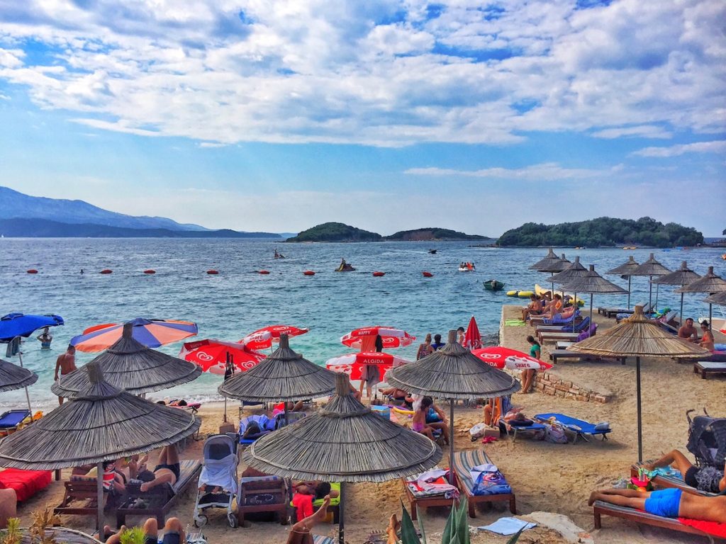 Ksamil Beach - umbrellas beach and water