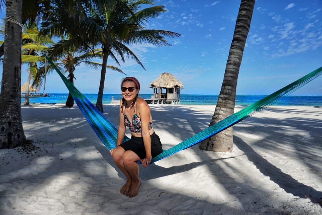 Allison Green in San Pedro wearing a bikini and sitting on a hammock