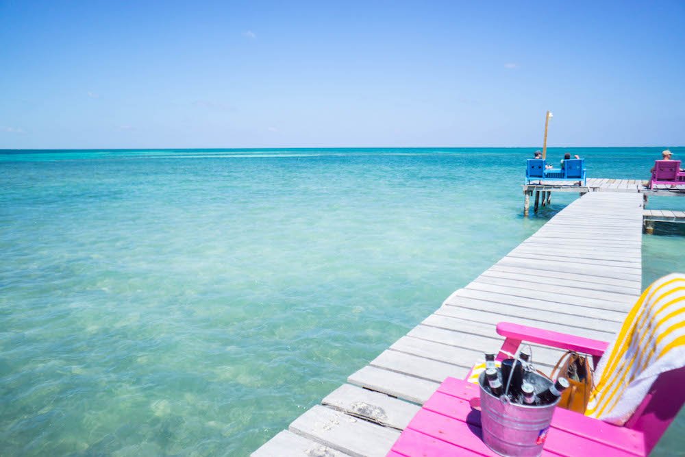 view from a pier in caye caulker belize