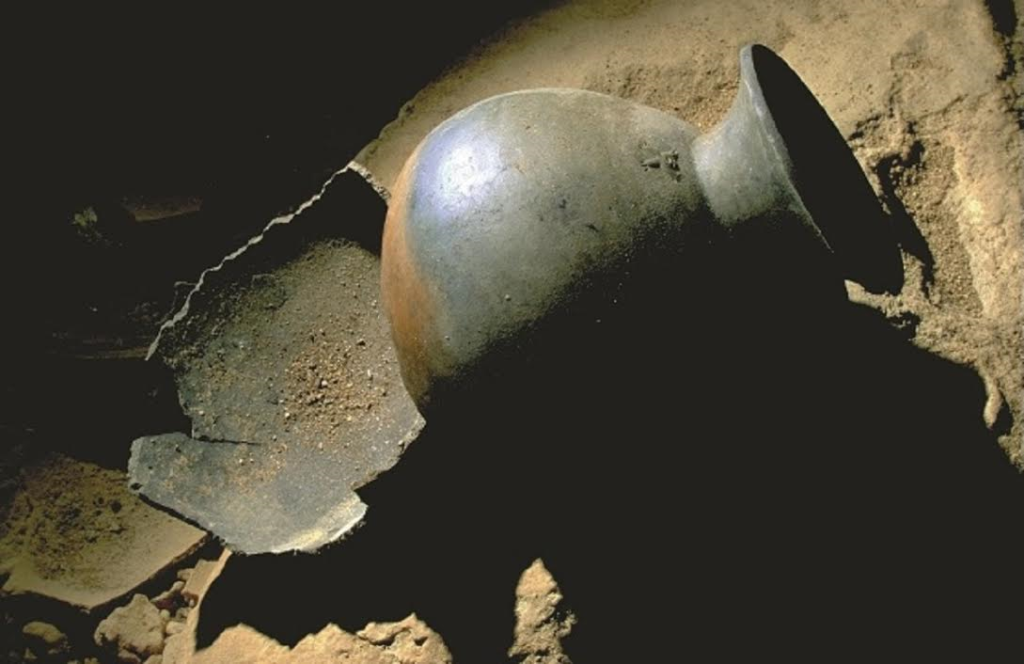 The broken remains of pottery left behind by the Mayan civilization while exploring in ATM cave Belize