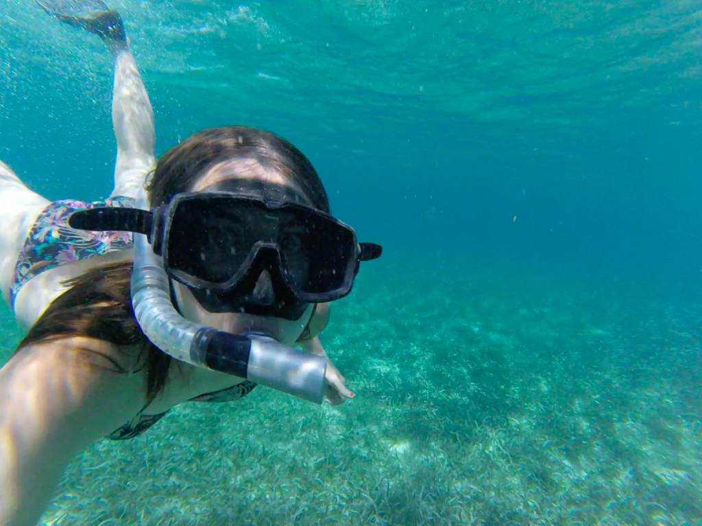 snorkeling under the water