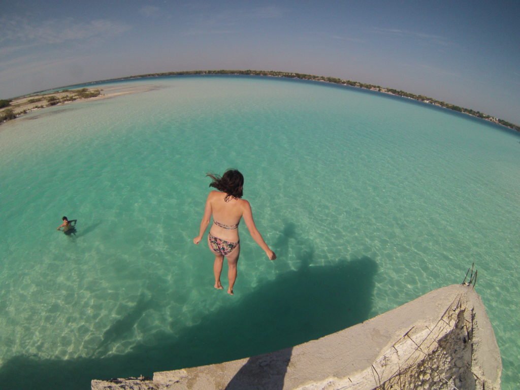 Jumping into the water a great thing to do in Lake Bacalar