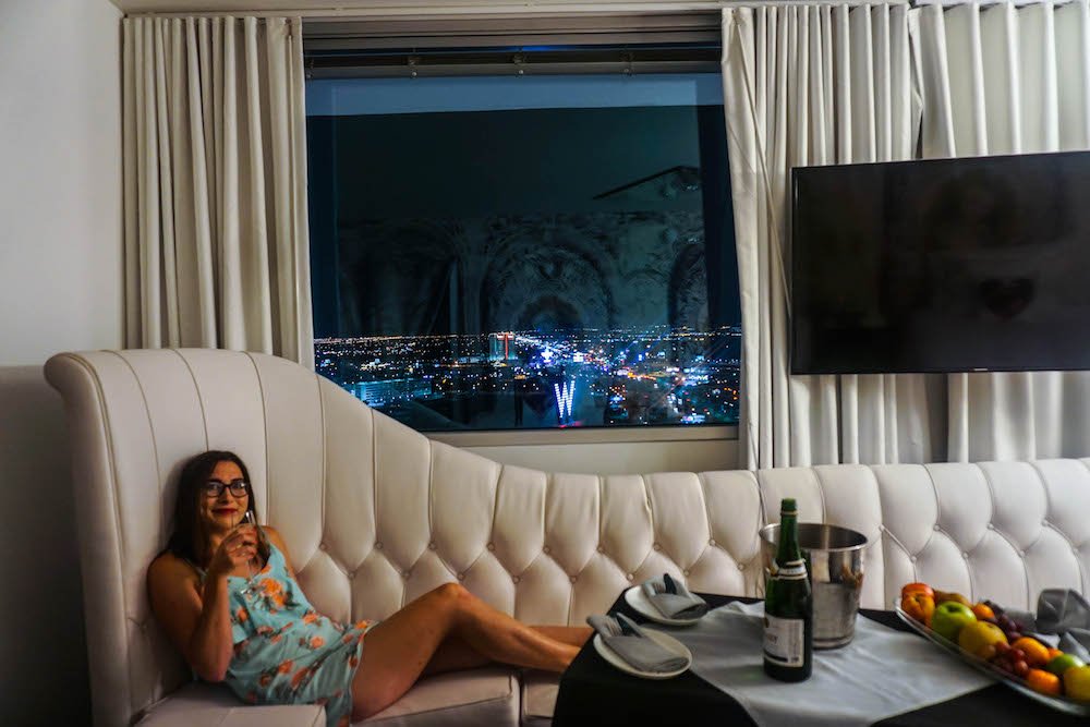 Relaxing at the W hotel in Las Vegas