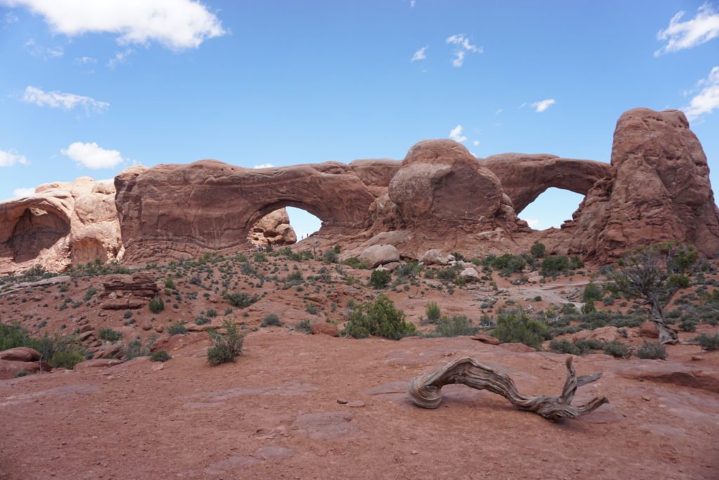 Windows section at Arches National Park with two arches next to each other