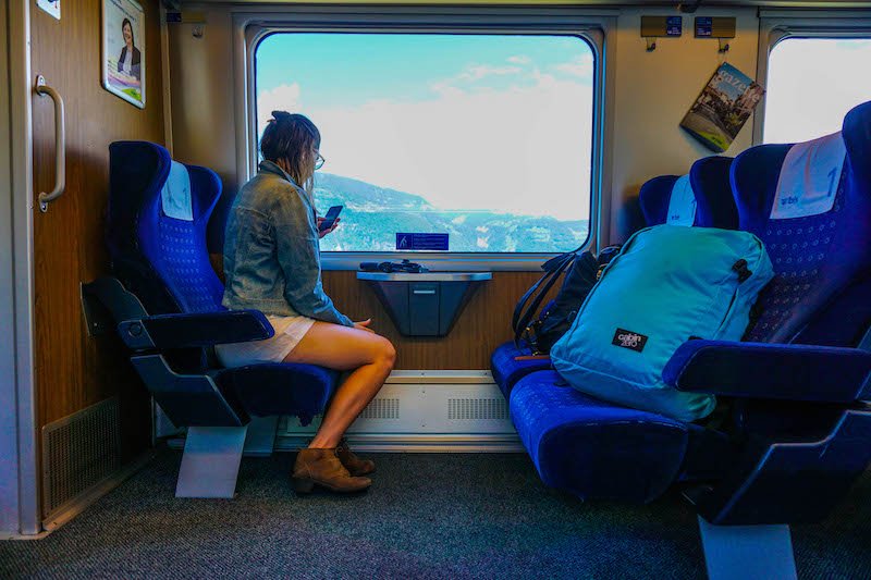 [woman on a train] - best places to visit in Switzerland