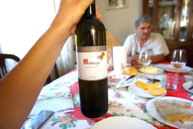 A bottle of Erioli at the winemaker's house