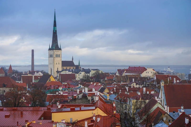 View of Tallinn from a gorgeous viewpoint in the city, the Viru Hotel