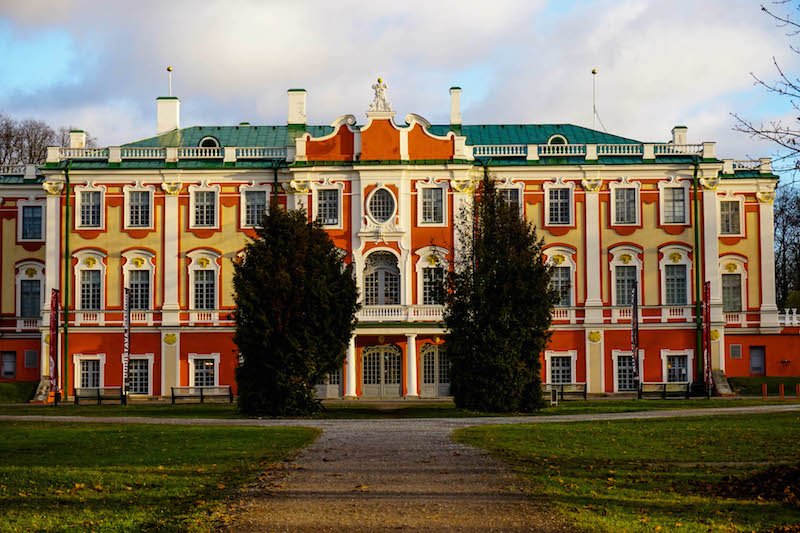 Ornate features of the Kadriog Palace done in the Russian style while visiting the charming town of Tallinn in winter