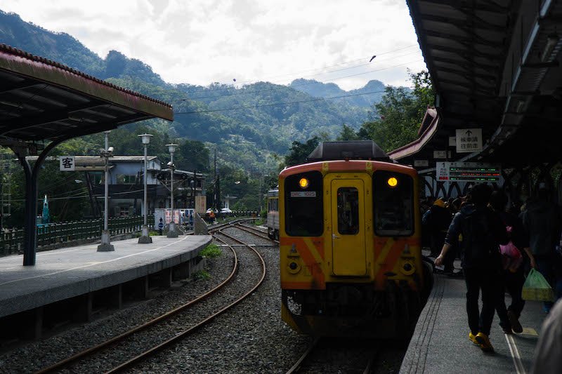 the train at the center of the shifen old street, a vintage train that goes on the pingxi line