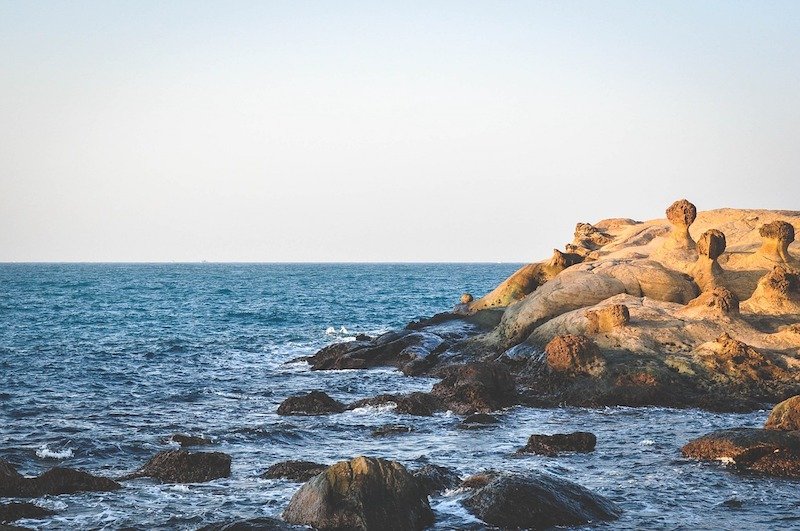 funny rock shapes on the coastline in yehliu