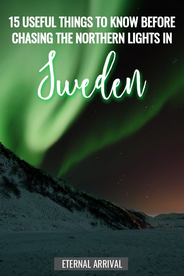 Planning a Northern lights trip? Try chasing the Northern lights in Sweden. Swedish Lapland is one of the best places on earth to see the aurora borealis. Here are 15 things to know before planning a trip to Northern Sweden! Tips on Abisko, Kiruna, Jukkasjarvi / Ice Hotel and beyond.