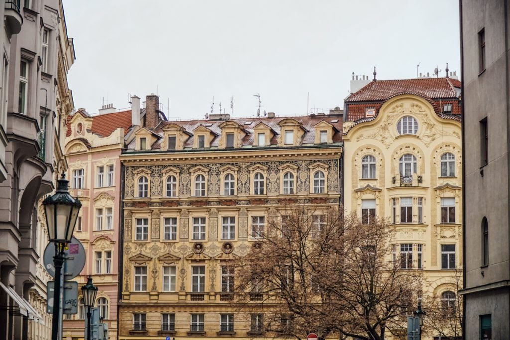 scenery of prague in winter with beautiful architecture in the old town area