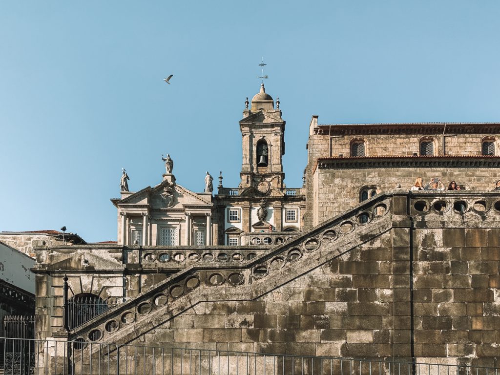 stairs and church on a sunny day on a porto itinerary