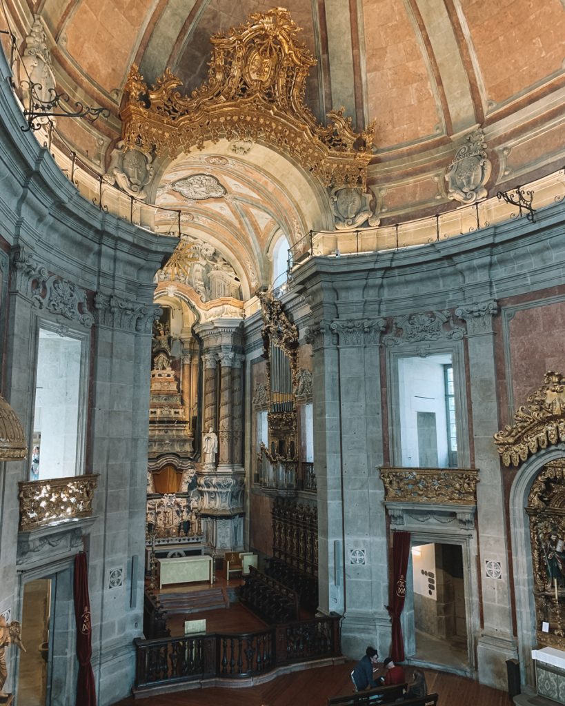 interior of a church attached to clerigos tower