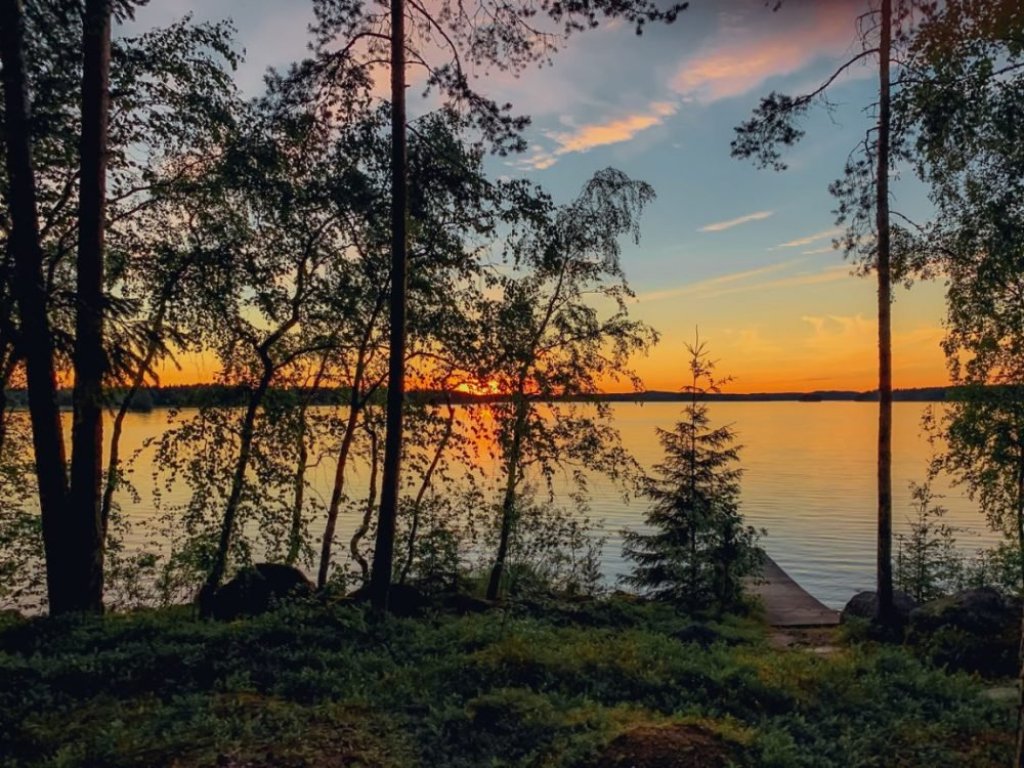 sunset near midnight at the lake