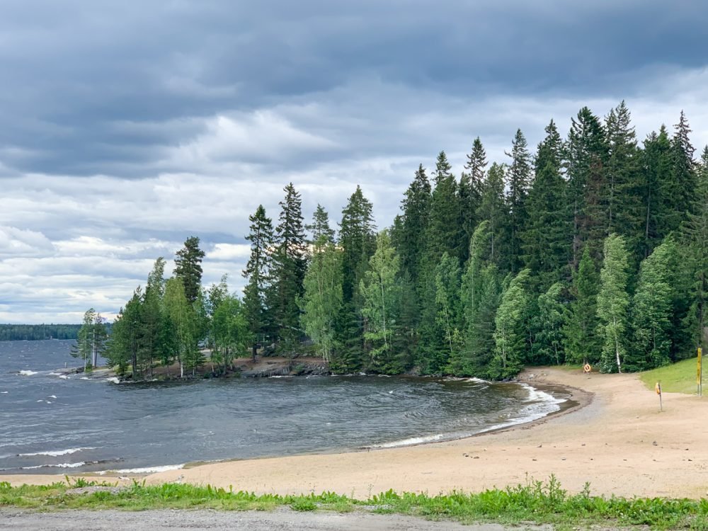 rough winds on a lake in finland near tampere