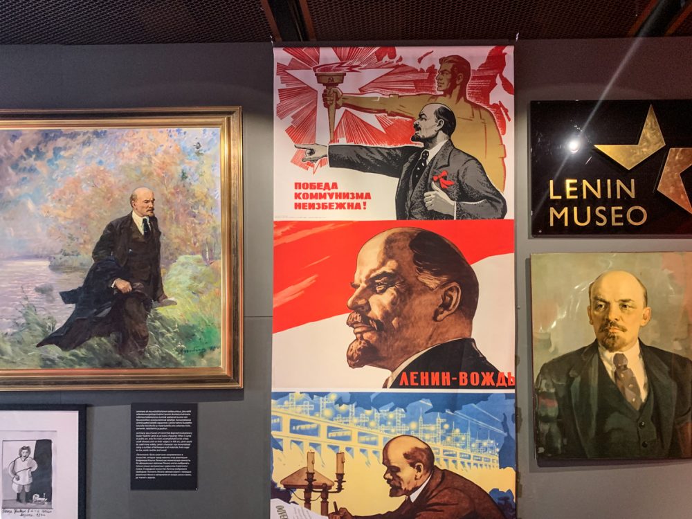 various lenin propaganda with the words 'lenin museo' and other writing in cyrillic