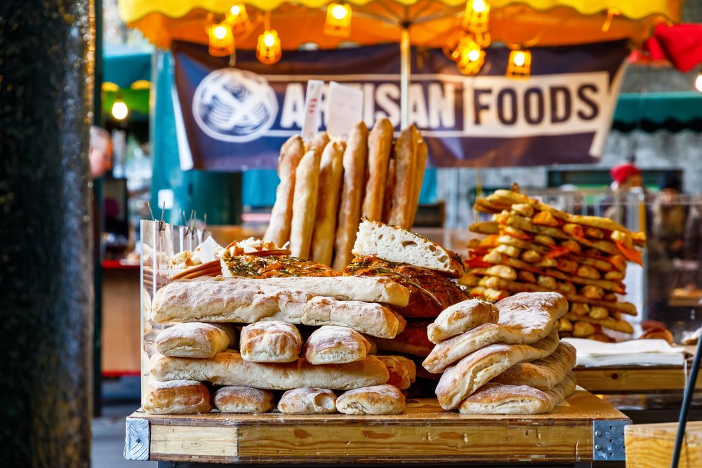 food for sale at borough market an famous food hall market in london