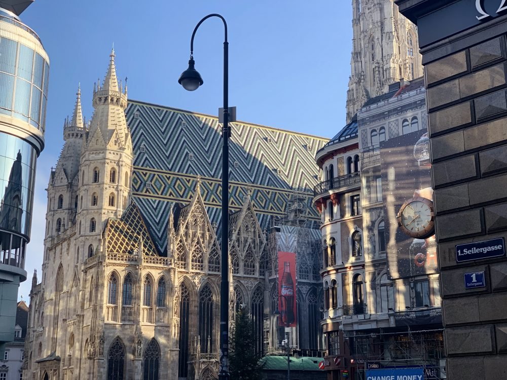 checkered rooftop in the typical tile of vienna