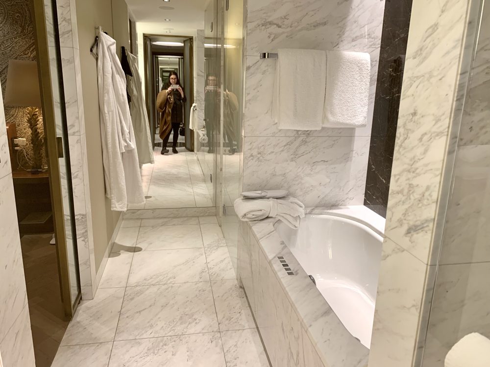 Marble bathroom in the Park Hyatt Vienna with soaking tub