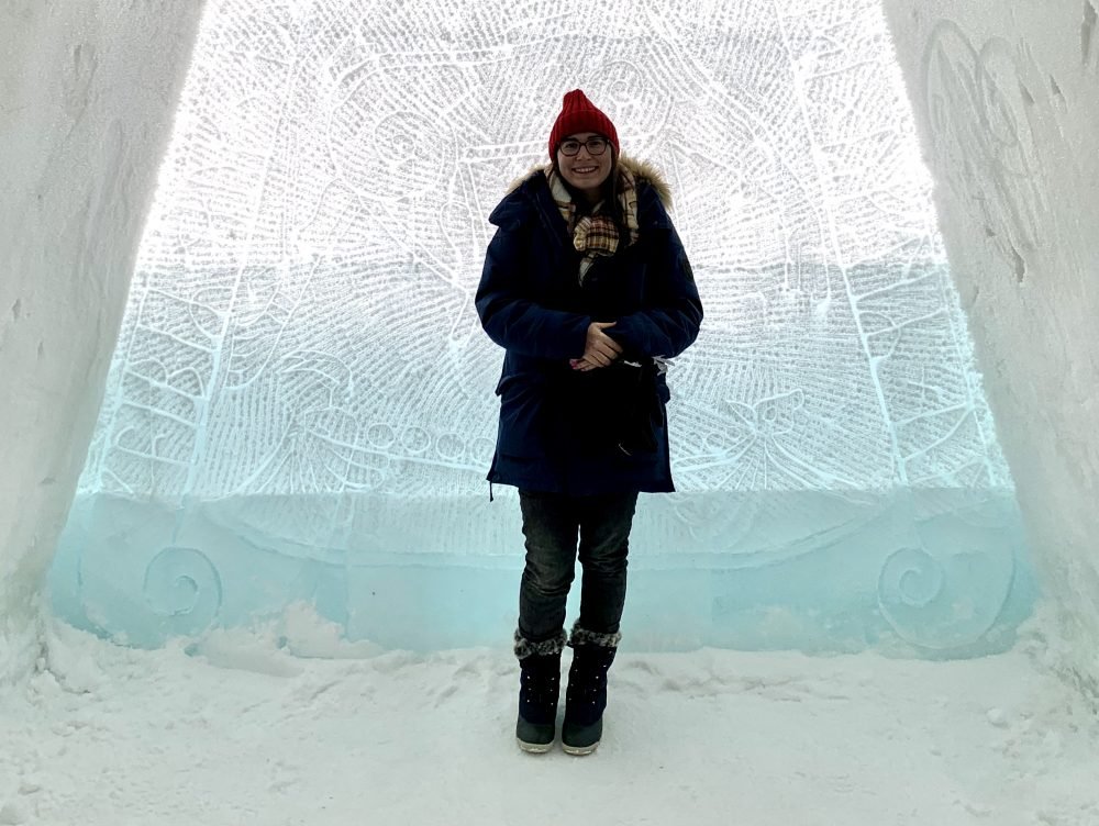 Allison in an ice hotel in Tromso