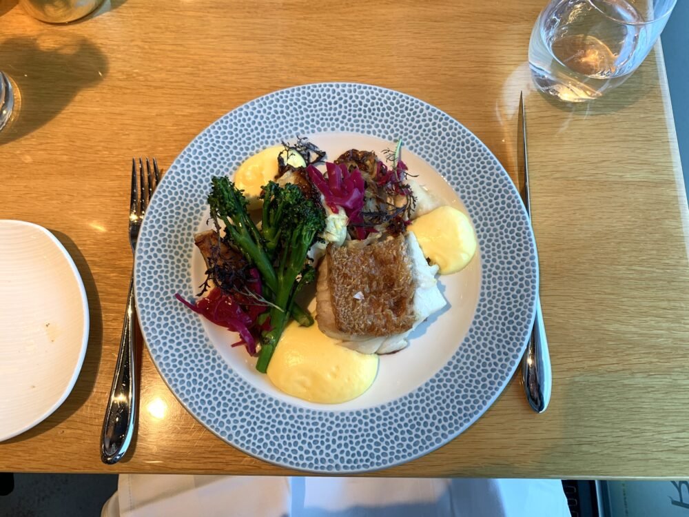 fish with potatoes and salad at a fancy restaurant in tromso