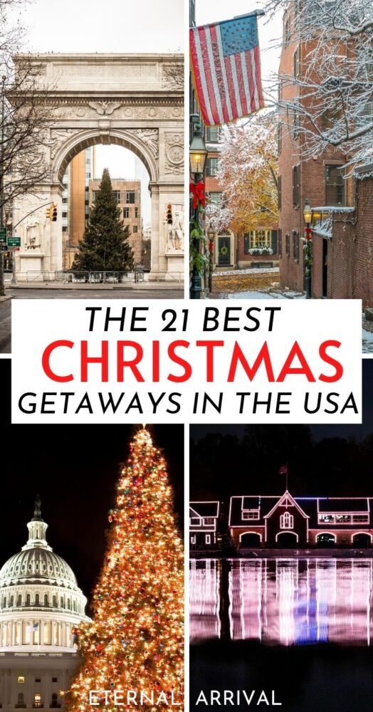Wondering where to spend Christmas in the USA? Here are travel experts’ top picks! Christmas USA winter wonderland | Xmas in the USA | Best places to travel for Christmas USA | places to visit for Christmas USA | where to have a white Christmas USA | best USA Christmas cities | best Christmas decorations USA | best Christmas lights USA | best Christmas towns | best Christmas cities | best places to spend Christmas in the USA | USA Christmas trips