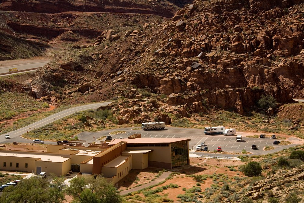 the rugged landscape of arches national park, starting at the visitor center 