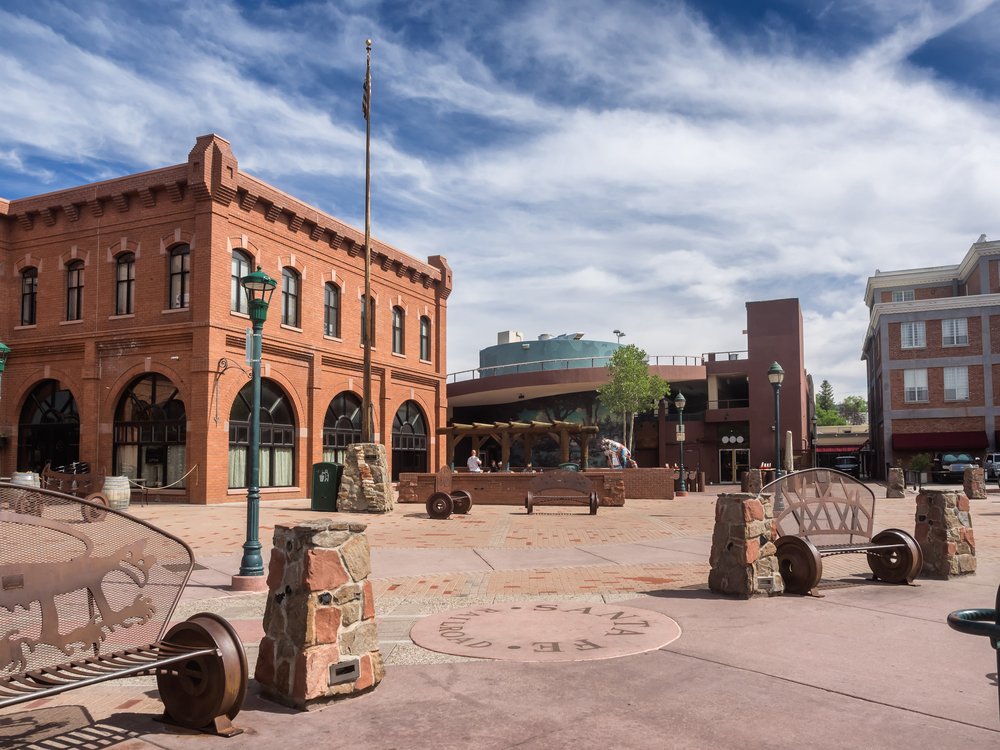 historic center town of flagstaff arizona on a partly cloudy day