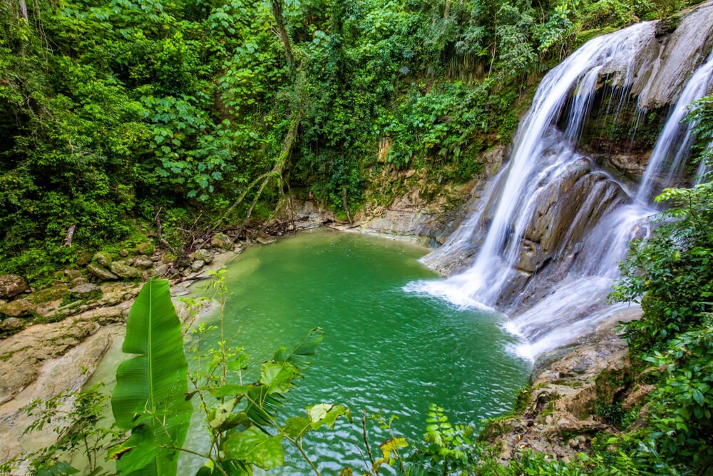 Beautiful Gozalandia Waterfall in San Sebastian Puerto Rico at daylight