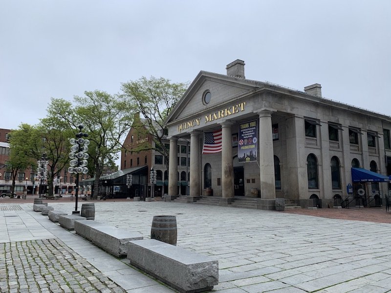 Quincy Market and other famous buildings in Boston's downtown area