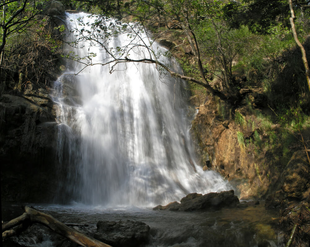 Massive powerful waterfall at Escondido Falls in Malibu, a day trip must-see!