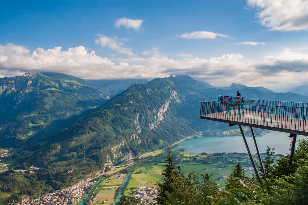 The panoramic platform at Harder Kulm as seen from above Interlaken