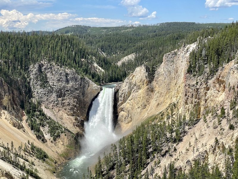 view of lower falls in yellowstone a beautiful sight