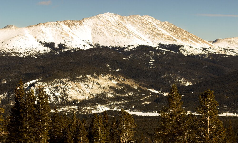 Snow dusted mountain in Breckenridge Colorado hiking trails