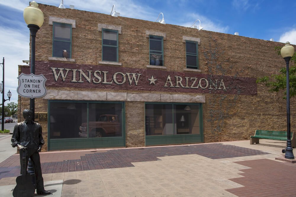 Public "standin on the corner" park in Winslow Arizona on Route 66