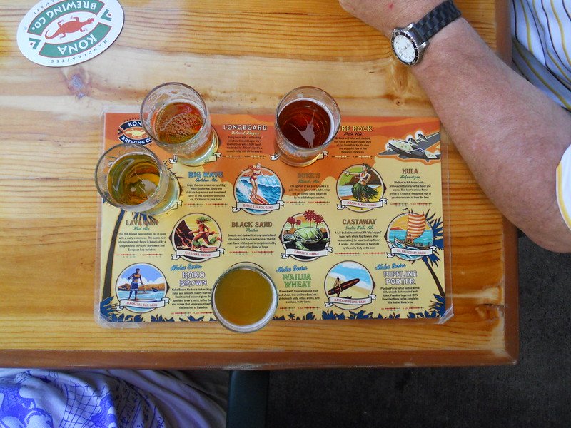 different beers sampling at kona brewing company