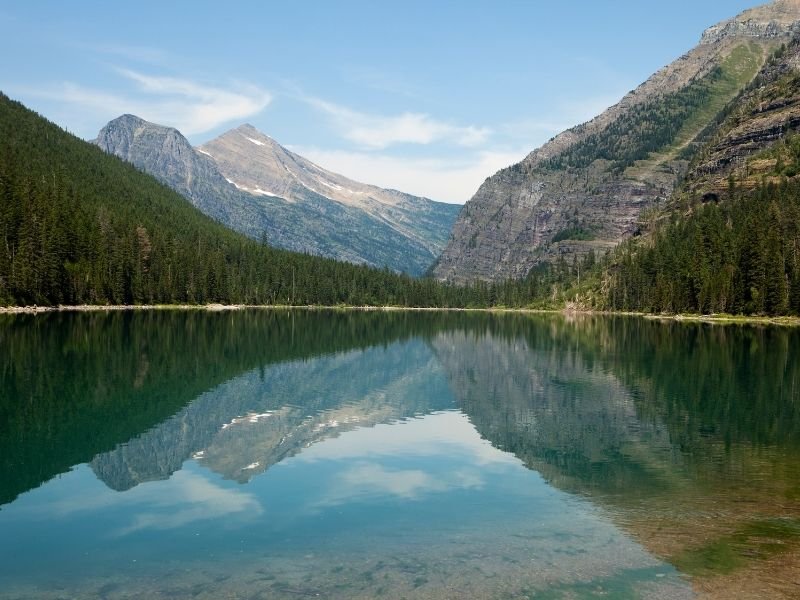 view of avalanche lake hike in glacier national park