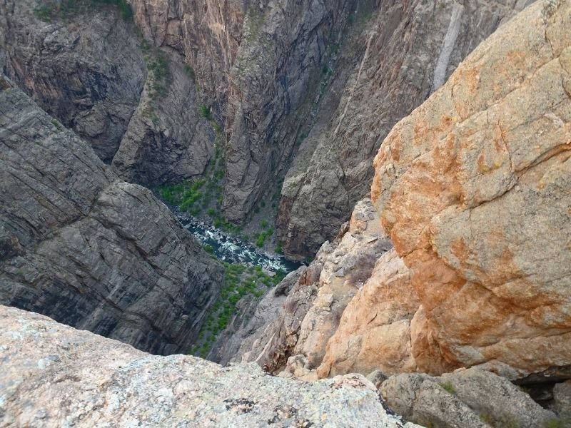 Looking straight down into the gorge of the Black Canyon of the Gunnison