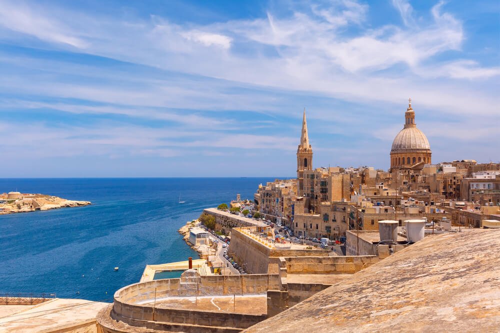 View over Malta and the bay on a sunny day over beautiful architecture