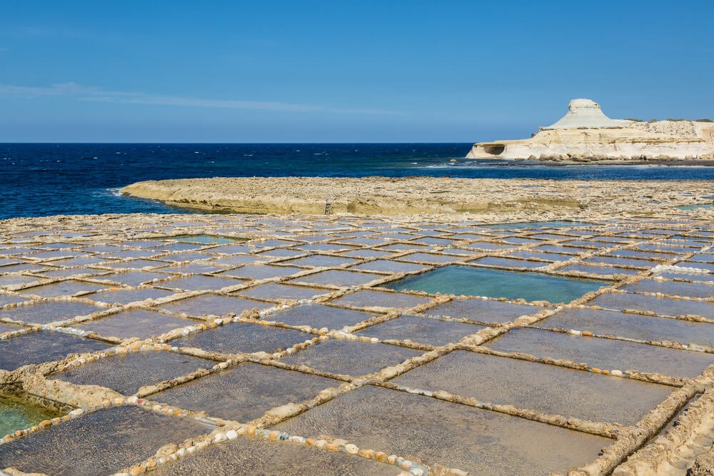 Salt pans on Xwejni bay - Maltese island Gozo
