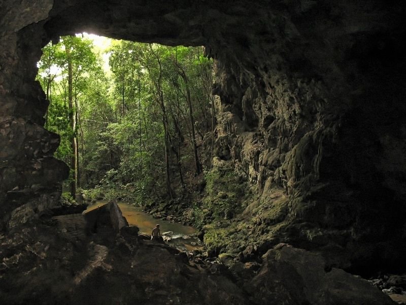 Entrance to a cave system in san ignacio belize, starting the ATM Cave tour