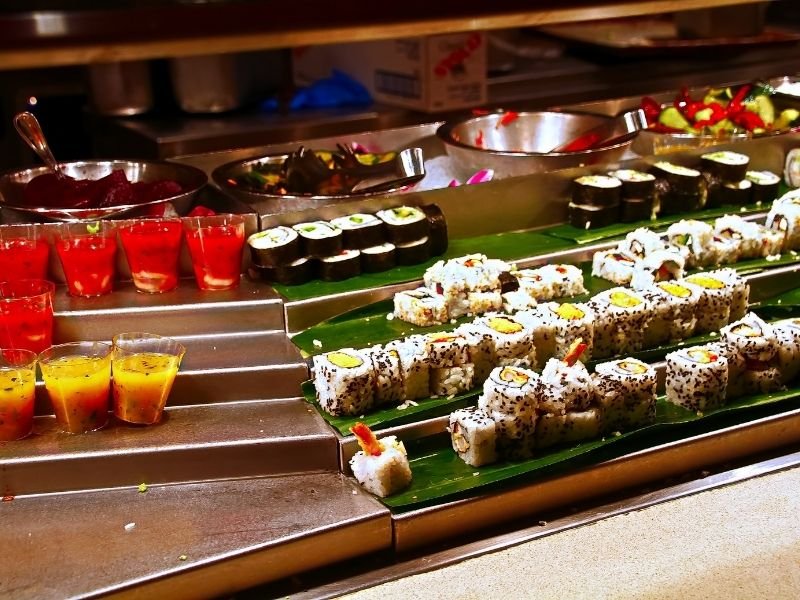 buffet with options like sushi and other asian fare offered at a las vegas buffet