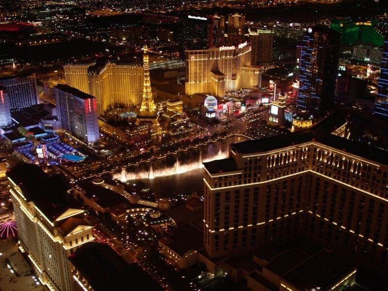 las vegas at night as seen from above 