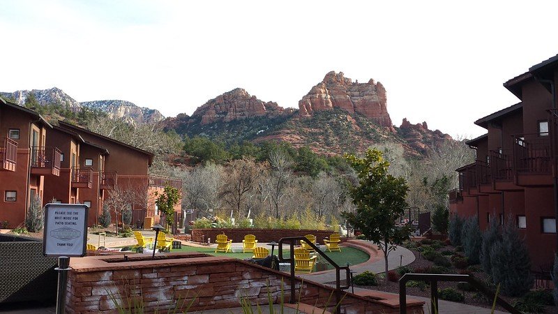 image of yellow chairs out on the outdoor area of amara sedona