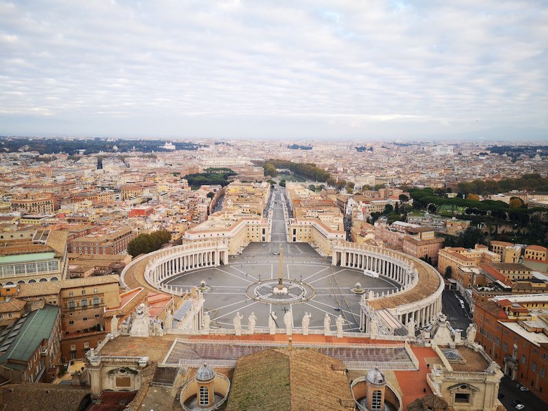 View of St. Peters Square from above, which is virtually empty without any large crowds