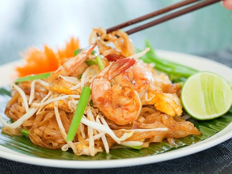 delicious plate of authentic thai pad thai